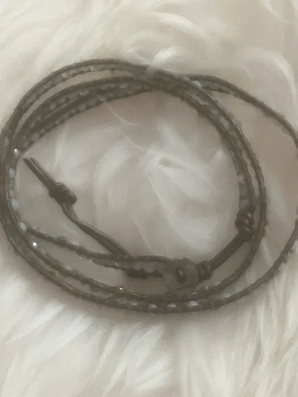 Chan Luu Light Blue Bead Crystal Wrap Bracelet with storage beaded bad